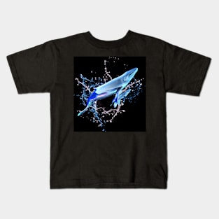 Whale and small calve against ocean splash background. Kids T-Shirt